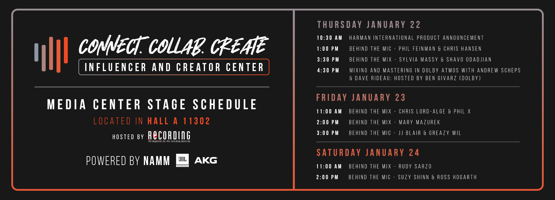 NAMM 2026 Schedule